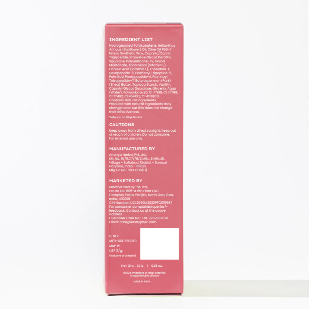 Tinted Lip Balm - Marshmallow, 1% Vit E, 2% Squalane & Peptides, Brightens & Moisturizes