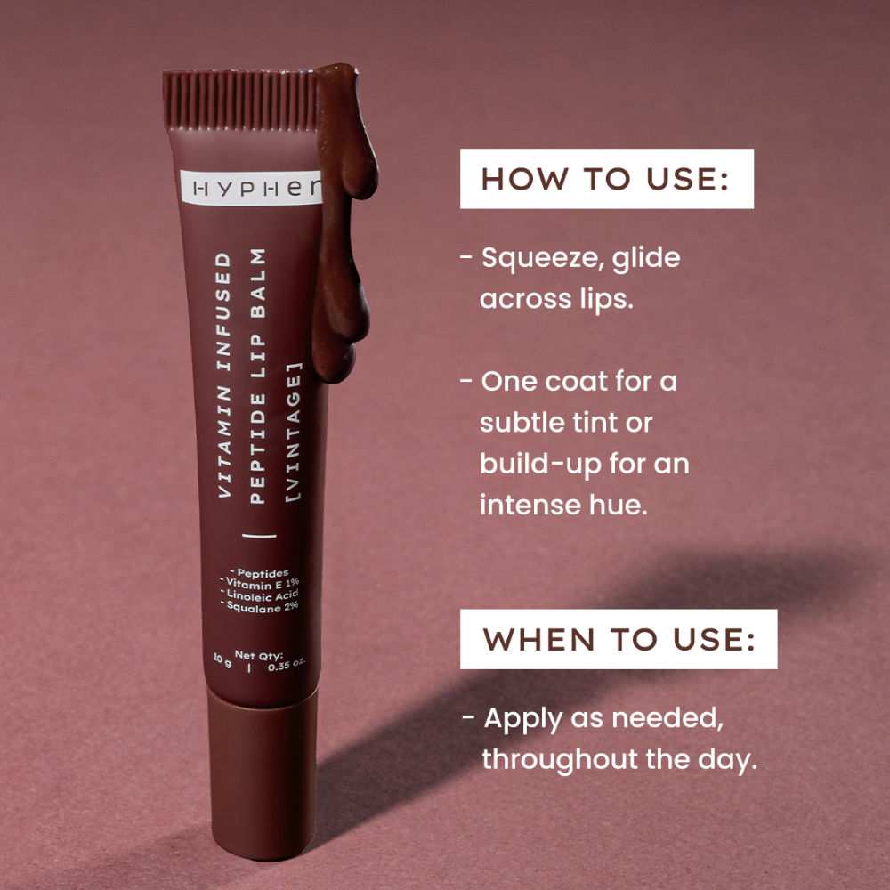 Tinted Lip Balm- Vintage, 1% Vit E, 2% Squalane & Peptides, Brightens, Moisturizes Dry Lips