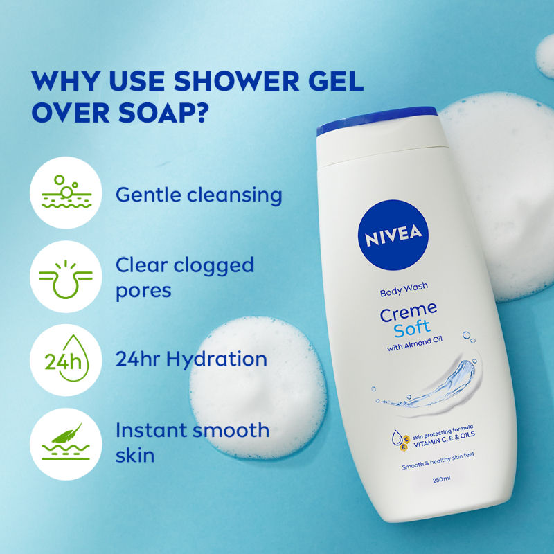 Body Wash- Creme Soft Naturally Clean & Healthy Skin Natural Almond Oil