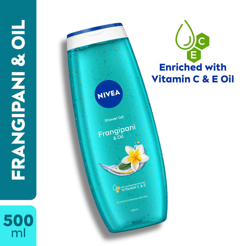 Body Wash, Frangipani & Oil Shower Gel, Pampering Care & Refreshing Scent of Frangipani Flower