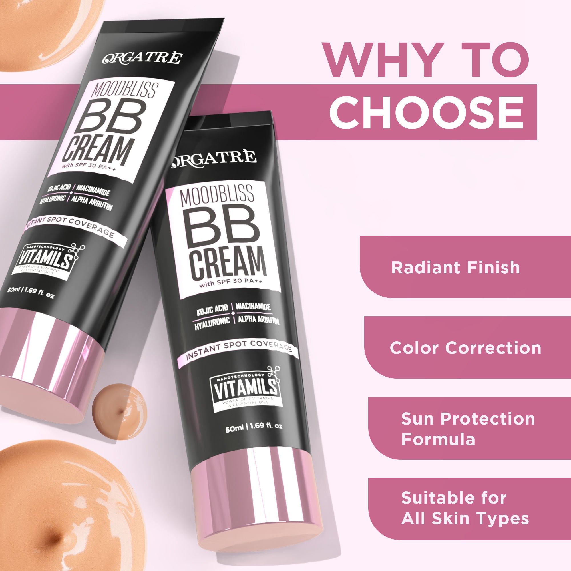 Moodbliss BB Cream Instant Spot Coverage Light Makeup Glow With SPF 30 PA++