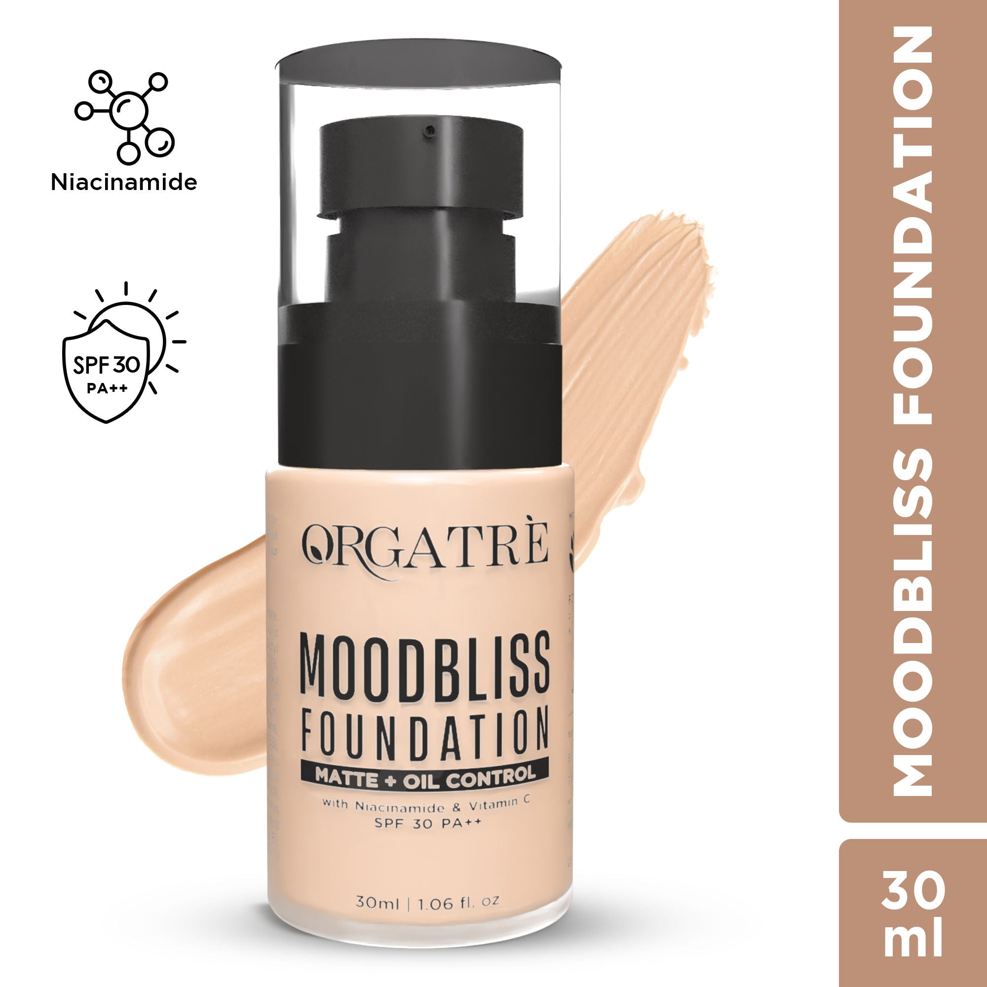 Matte+ Oil Control Makeup Foundation SPF 30 - Longwear Enriched with Niacinamide, Vit C -240