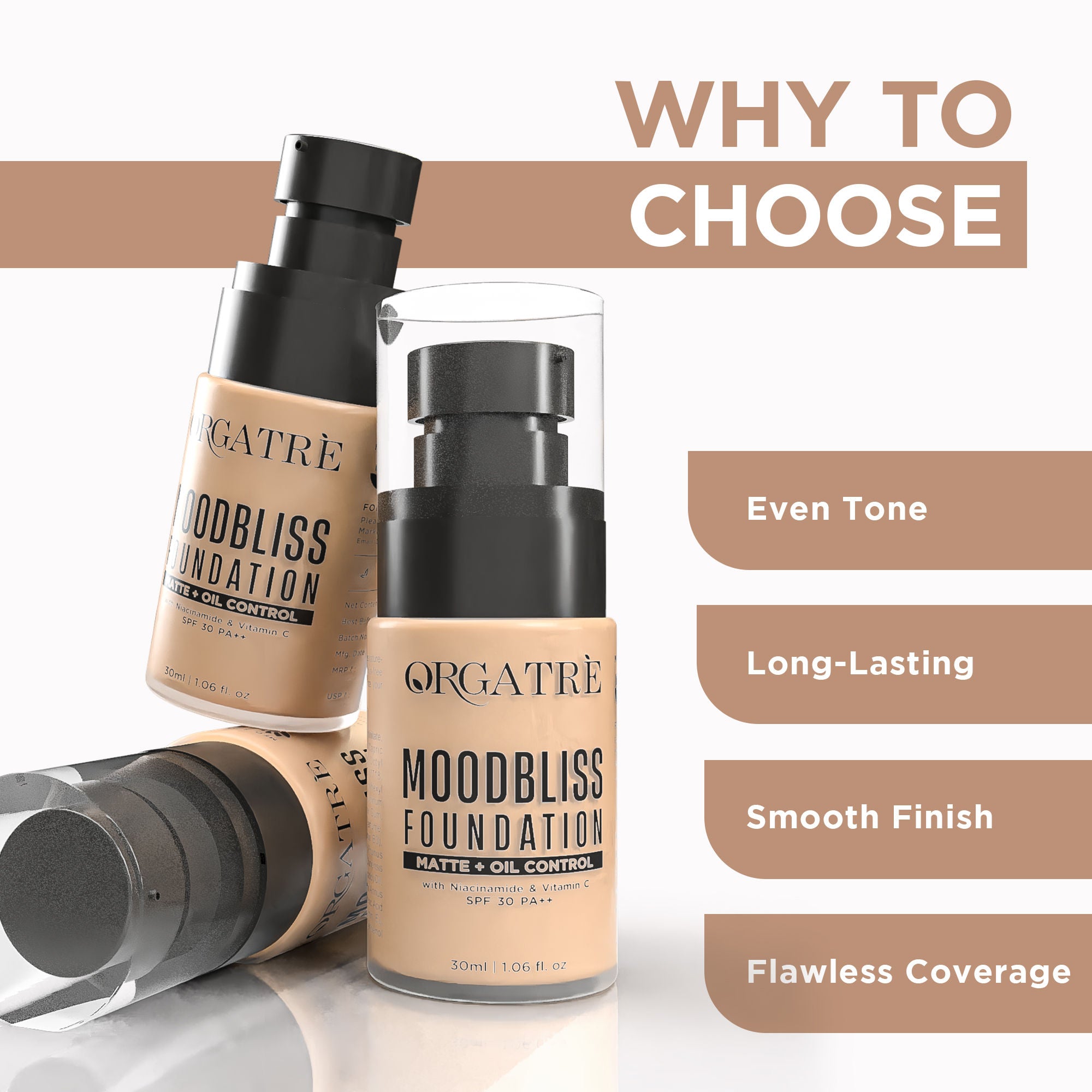 Matte+ Oil Control Makeup Foundation SPF 30 - Longwear Enriched with Niacinamide, Vit C -240