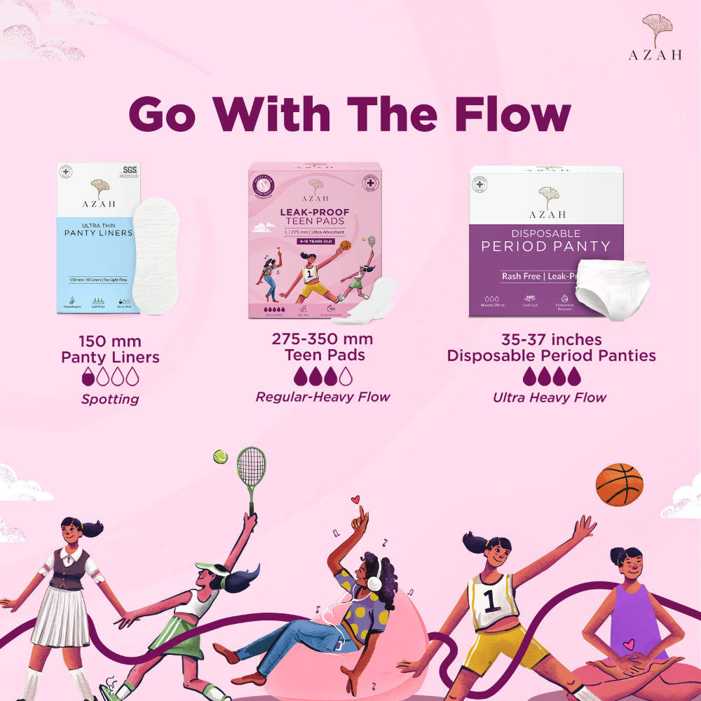 Teen Sanitary Pads For Girls, Heavy Flow Coverage, 12 Hour Leakproof, Wider