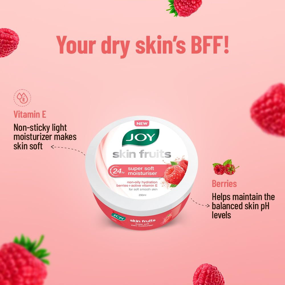 Skin Fruits Soft Moisturizer For Face & Body with Berries & Vitamin E - Lightweight & Oil Free