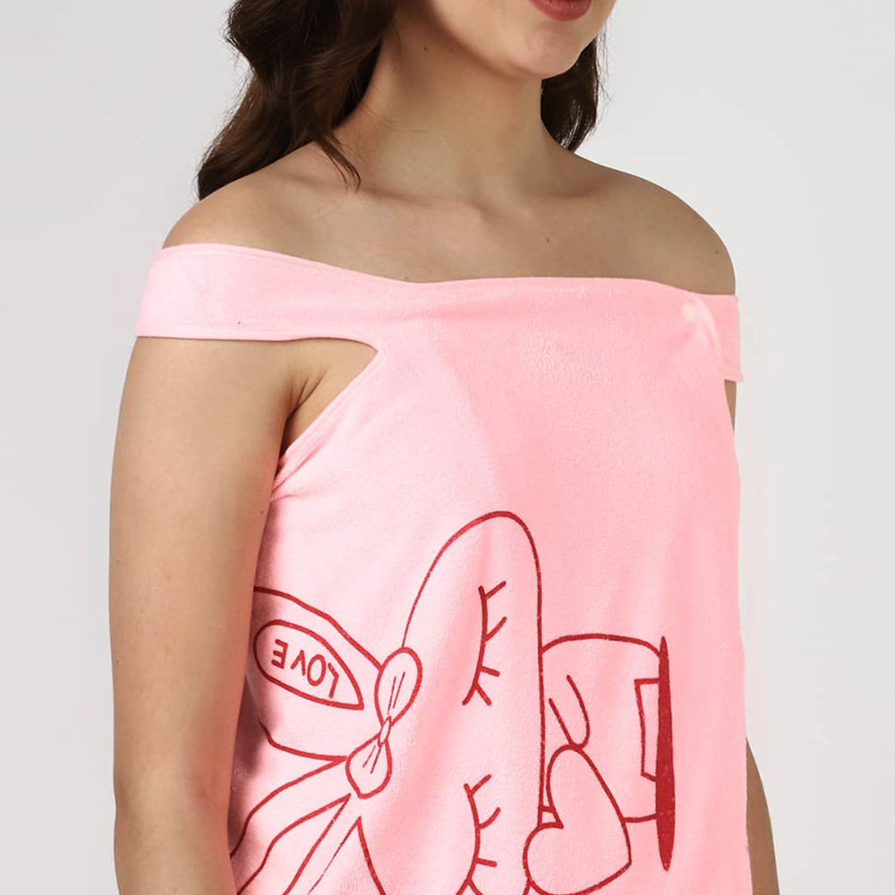 Microfiber Bath Wrap Towel Wearable Cloth Bathrobe for Spa Beach Bathing Shower (Pink)