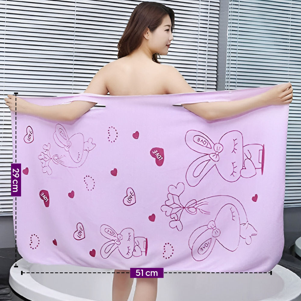 Microfiber Bath Wrap Towel Wearable Cloth Bathrobe for Spa Beach Bathing Shower (Purple)