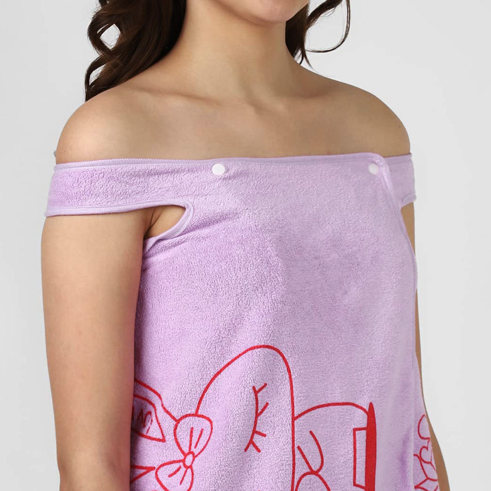 Microfiber Bath Wrap Towel Wearable Cloth Bathrobe for Spa Beach Bathing Shower (Purple)