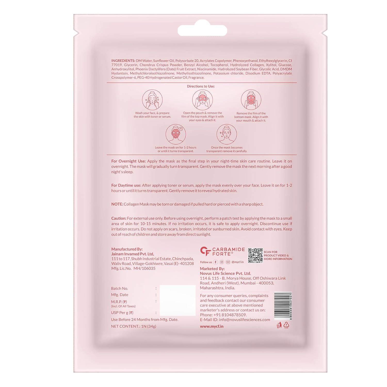 Bio Collagen Mask, Overnight Hydration & Firming, Korean Glass Skin