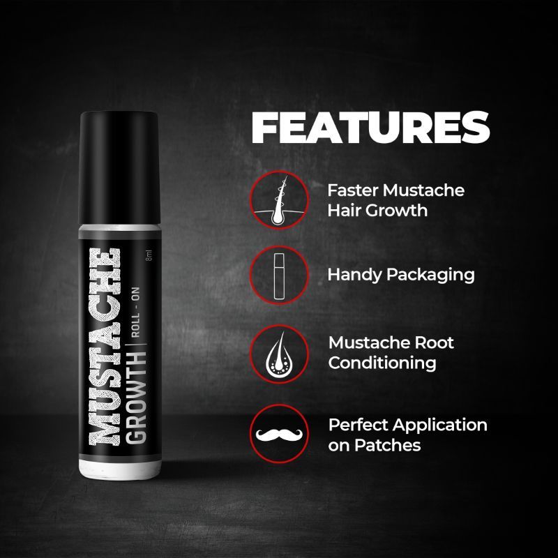 Mustache Growth Roll On Promotes hair growth Stimulates Hair Follicles
