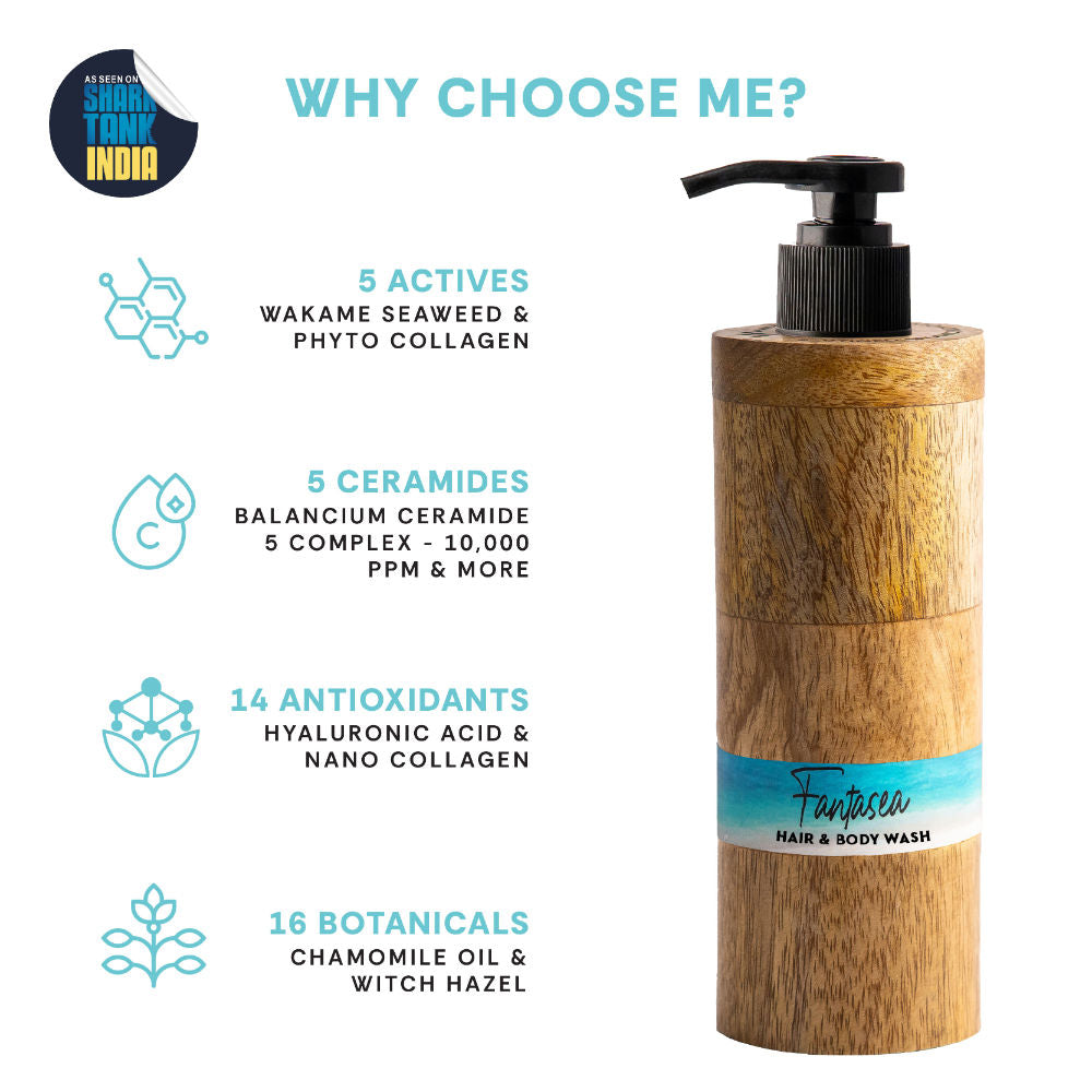Organic Ocean Body Wash for Dull,Dry & Tanned Skin with Ceramide|Shower Gel for Women&Men