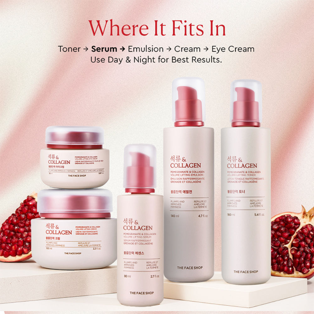 Pomegranate And Collagen Serum, With 10% Collagen & Hyaluronic Acid, For Skin Firming