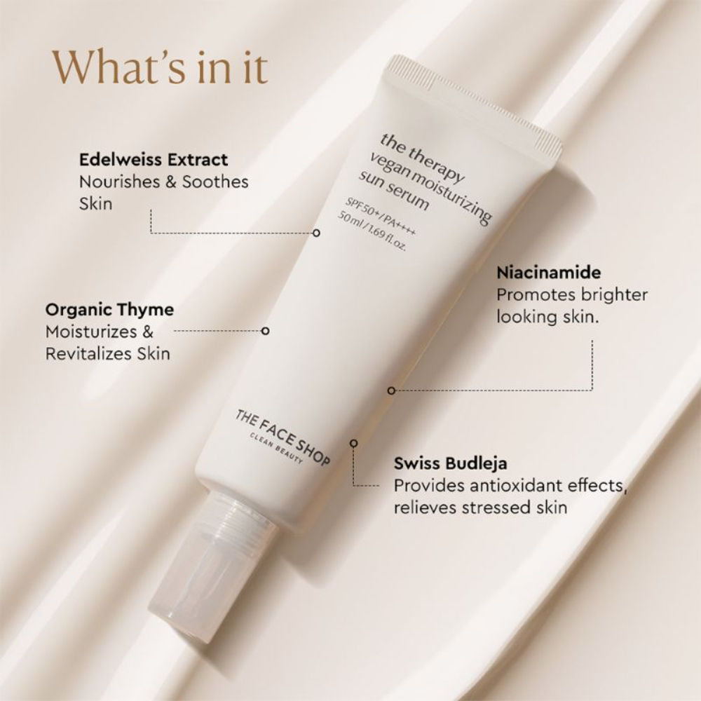 Vegan Korean Sunscreen Serum SPF 50+ PA++++ with Niacinamide