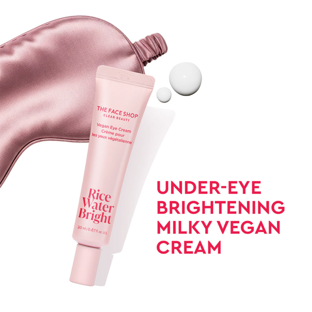 Rice Water Eye Cream with Niacinamide, Brightens & Moisturizes Under Eye Dark Circles
