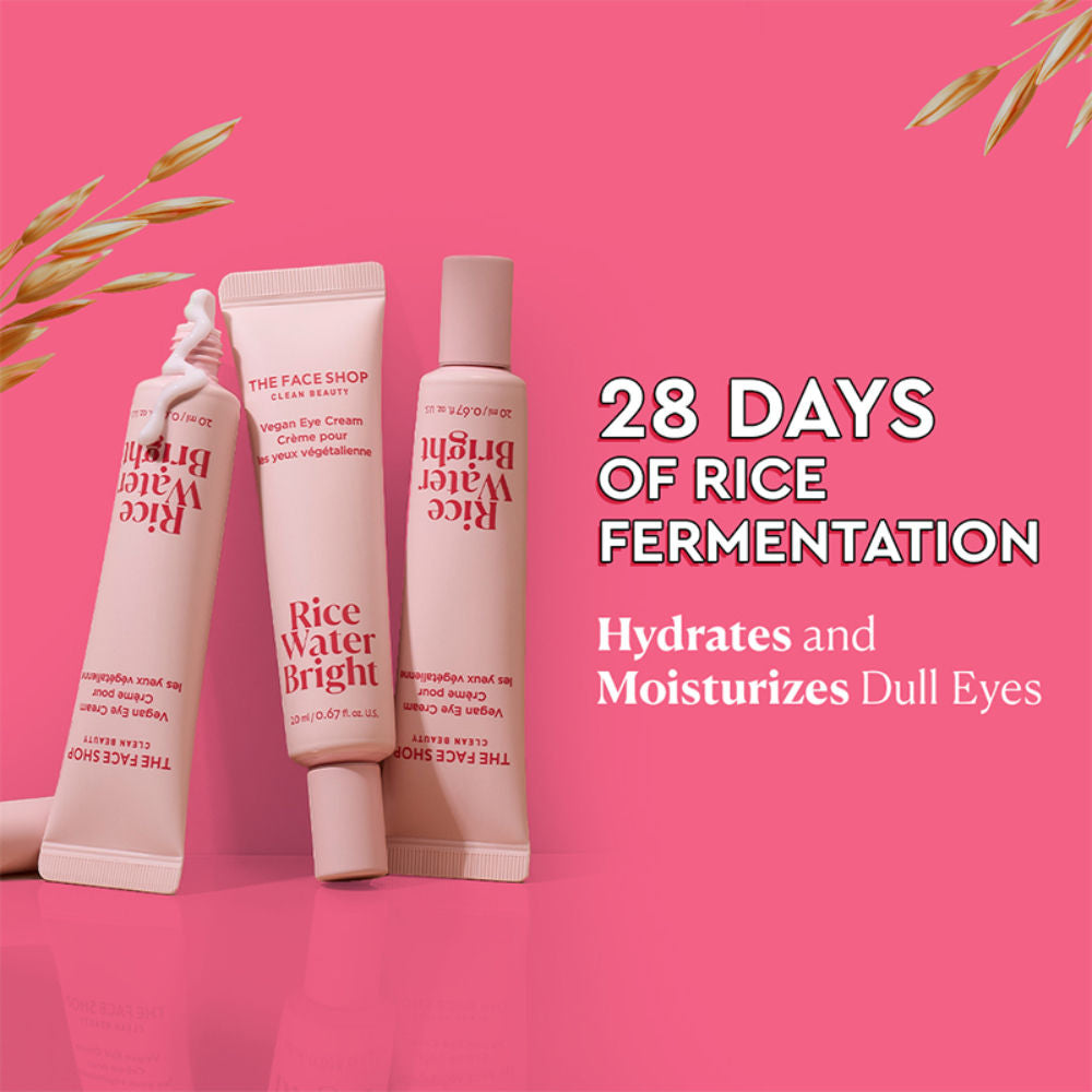 Rice Water Eye Cream with Niacinamide, Brightens & Moisturizes Under Eye Dark Circles