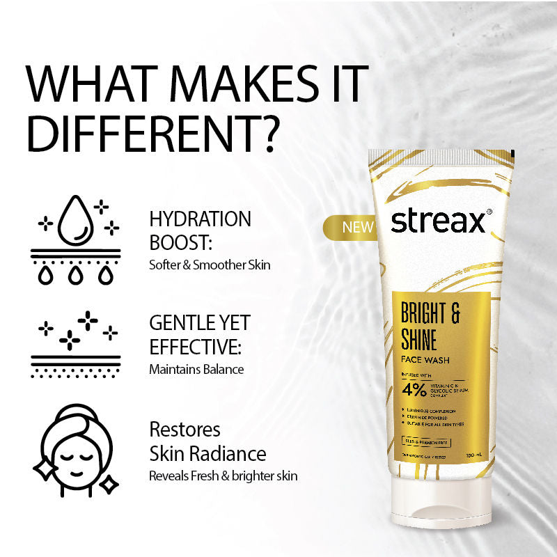 Skin Bright & Shine Face Wash Cleanser For Brightening, Dark Spots Reduction