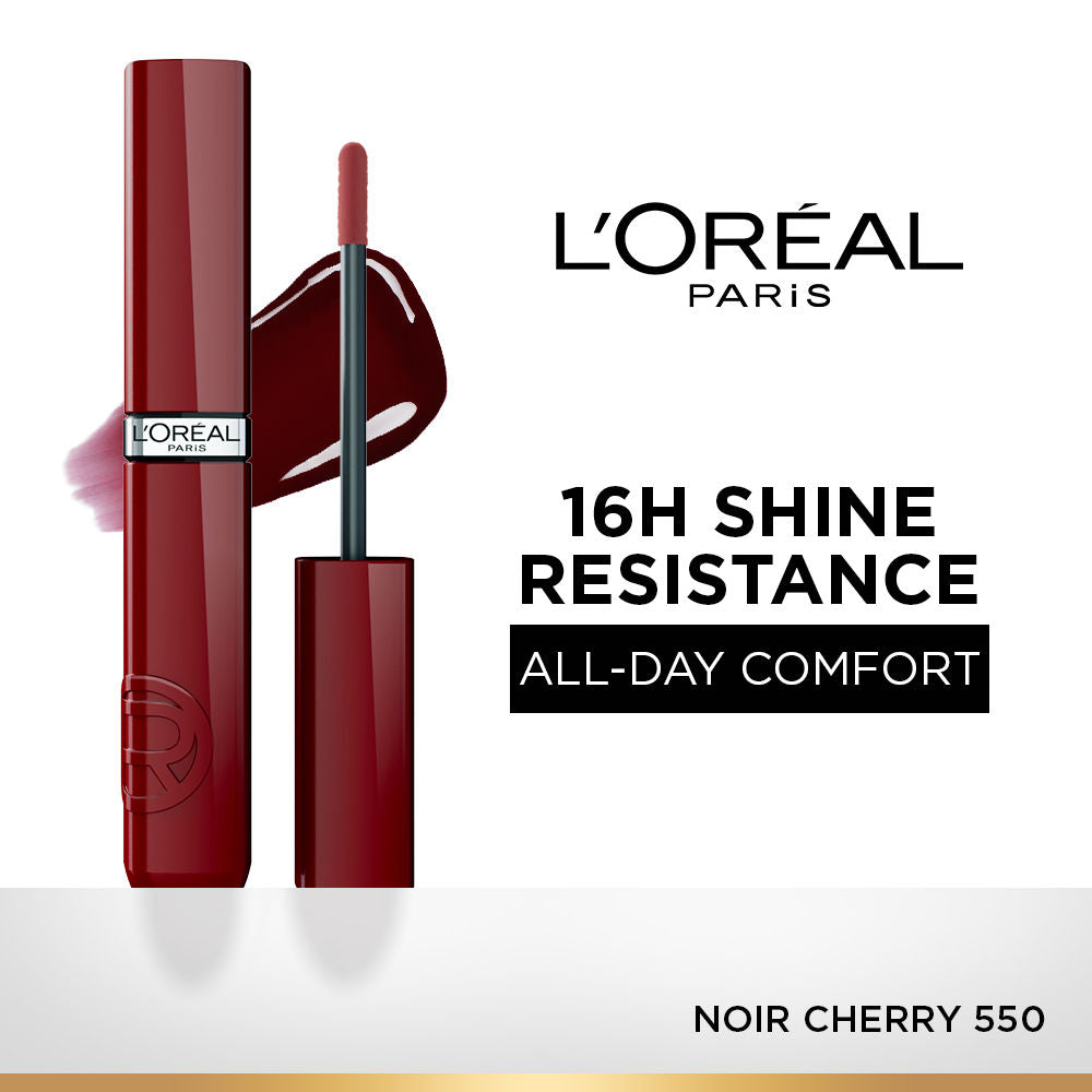 Infallible Laque Resistance Liquid Lipstick, 16H Lacquer Shine - 550 Noir Cherry