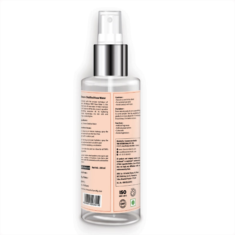 100% Steam Distilled Rose Water Face Toner Spray Gulab Jal Hydration