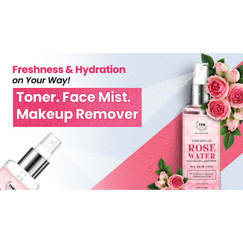 100% Steam Distilled Rose Water Face Toner Spray Gulab Jal Hydration