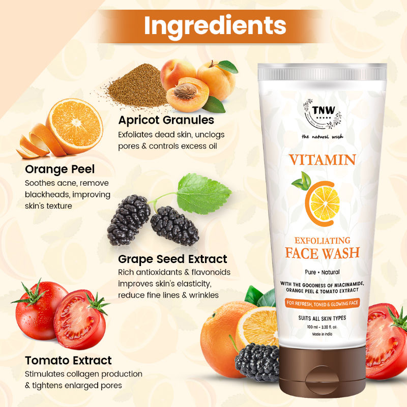 Deep Cleansing & Skin Brightening Vitamin C Face Wash Exfoliating