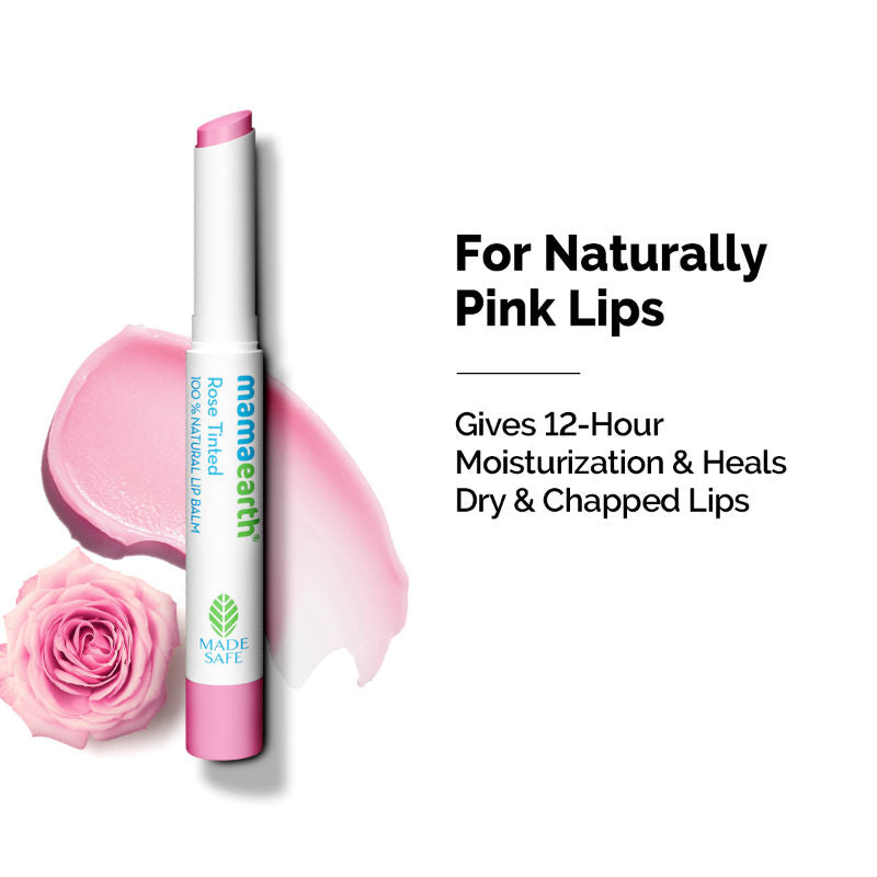 Cherry Tinted Natural Lip Balm for 12 Hour Moisturization and Naturally Red Lips - Rose Tinted