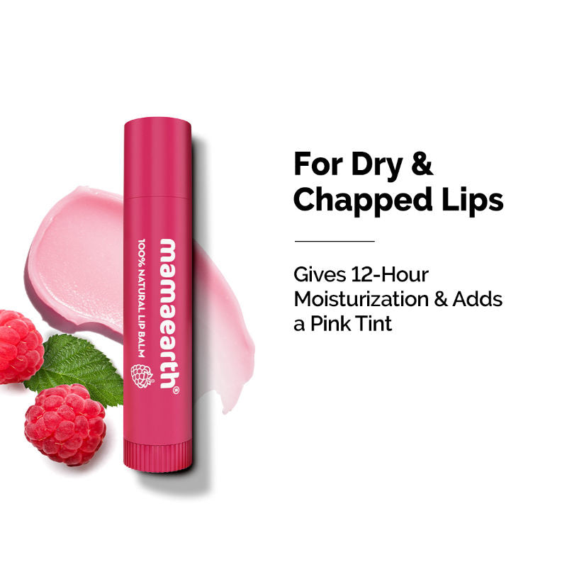 Nourishing Tinted Lip Balm with Vitamin E and Strawberry for 12 Hour Moisturization - Raspberry