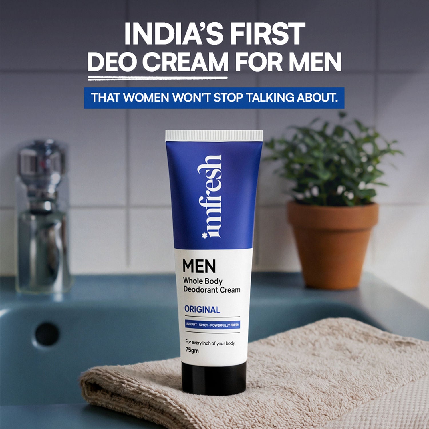 Imfresh Men Original Deodorant Cream For Whole body, Underarms Areas & Long Lasting Odour Control