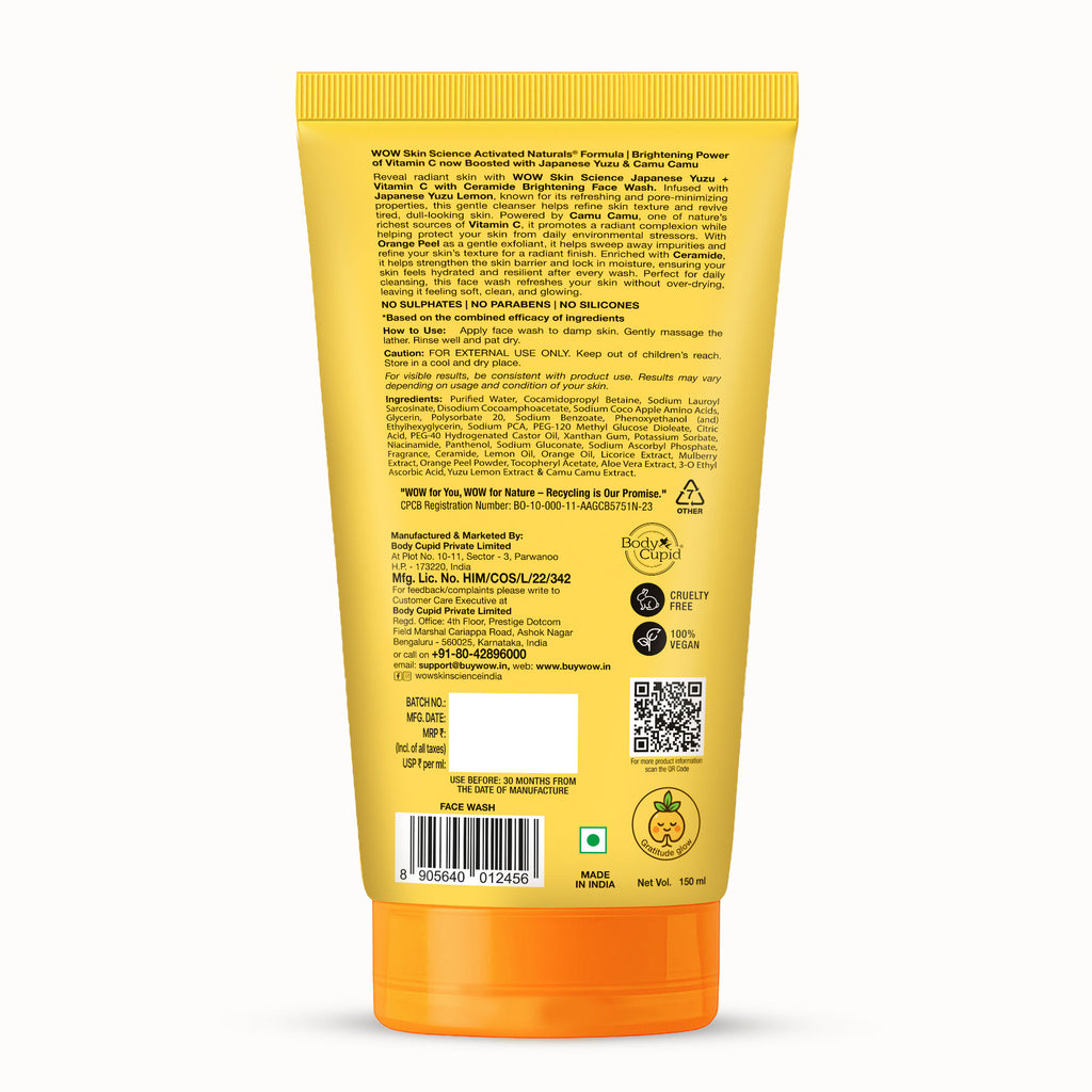 Skin Science Japanese Yuzu + Vitamin C With Ceramide Brightening Face Wash