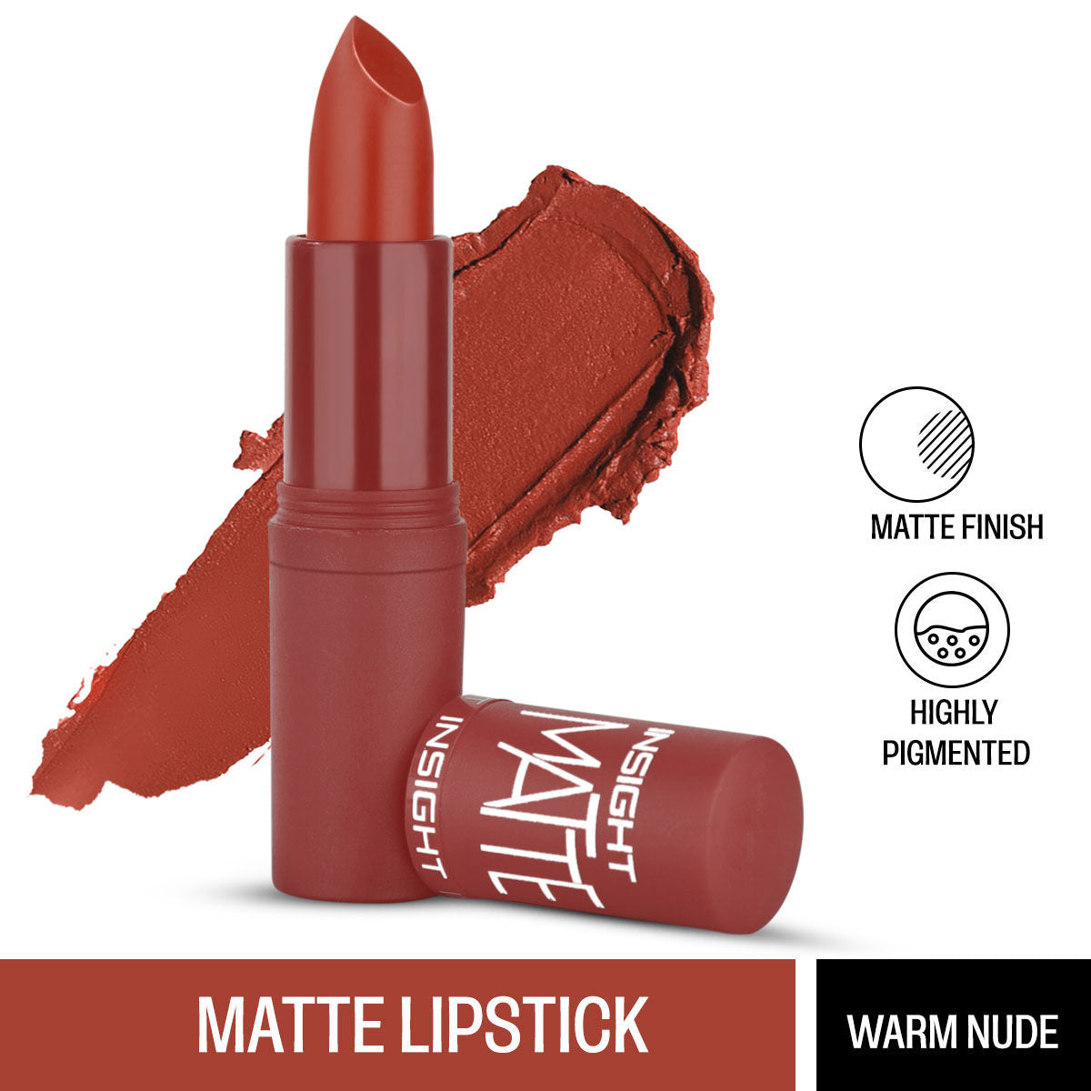 Matte Lipstick, 1 Stroke Application, Long Lasting - A16 Warm Nude