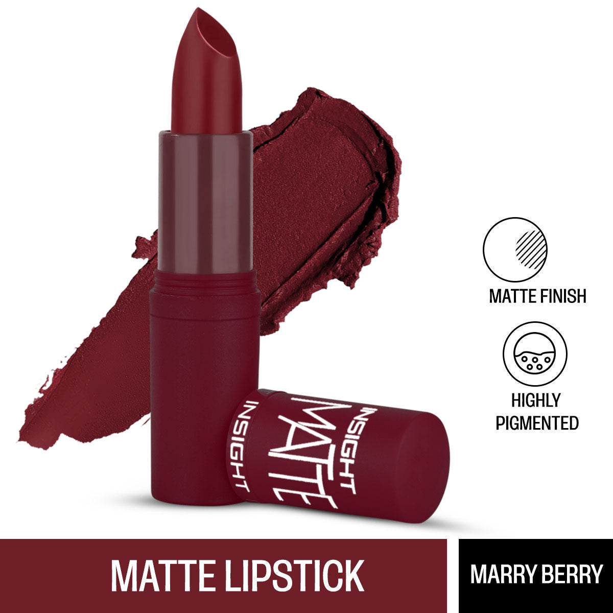 Matte Lipstick, 1 Stroke Application, Long Lasting - A25 Merry Berry