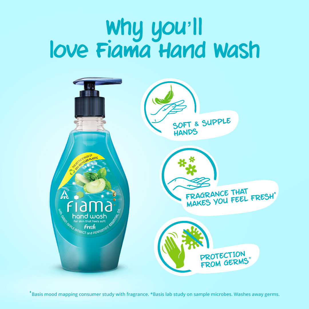 Fresh Hand Wash, Peppermint Oil & Green Apple Extract Handwash For Soft And Supple Hands
