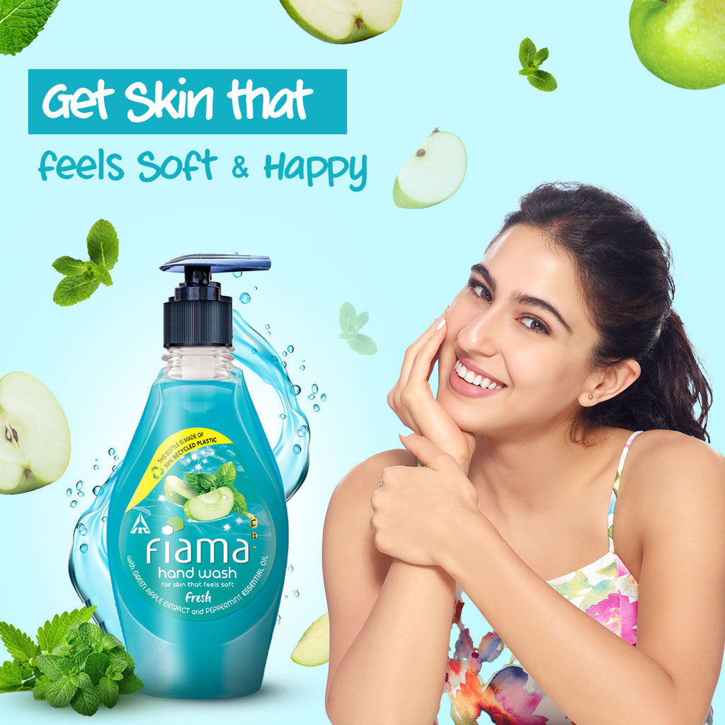 Fresh Hand Wash, Peppermint Oil & Green Apple Extract Handwash For Soft And Supple Hands