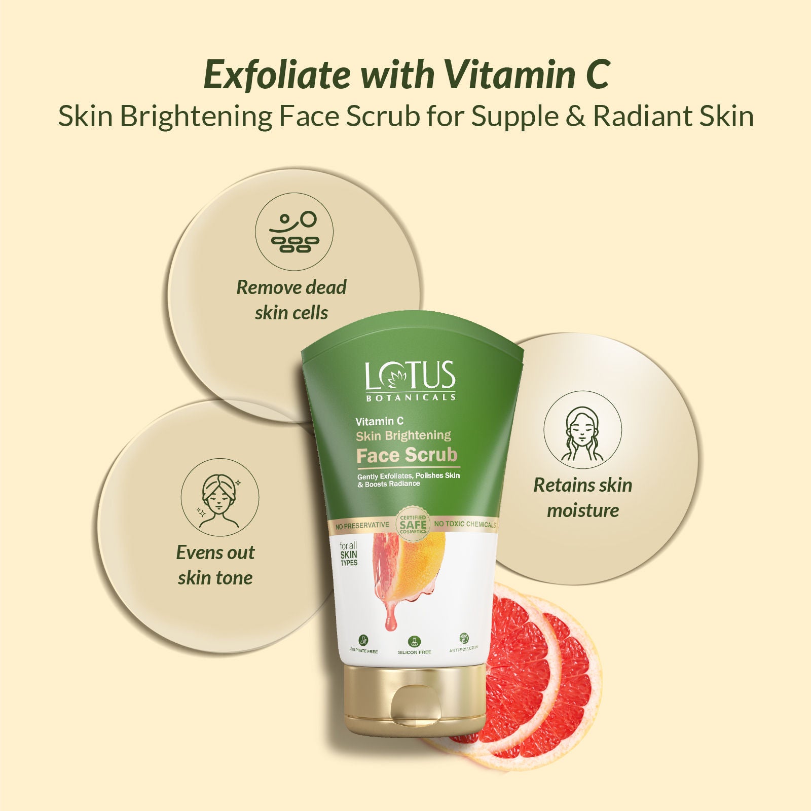 Vitamin C Skin Brightening Face Scrub|Gently Exfoliates Dead Skin|Chemical Free