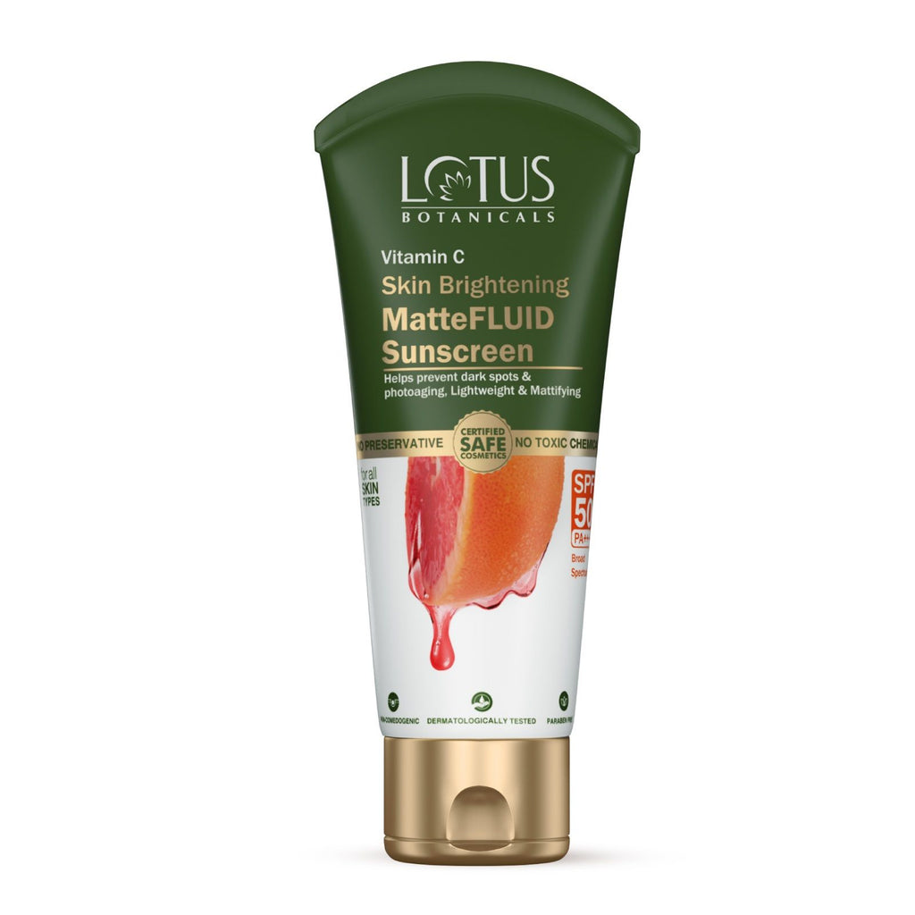 Lotus Botanicals Vitamin C Skin Brightening Mattefluid Sunscreen SPF 50 & No WhiteCast Formula