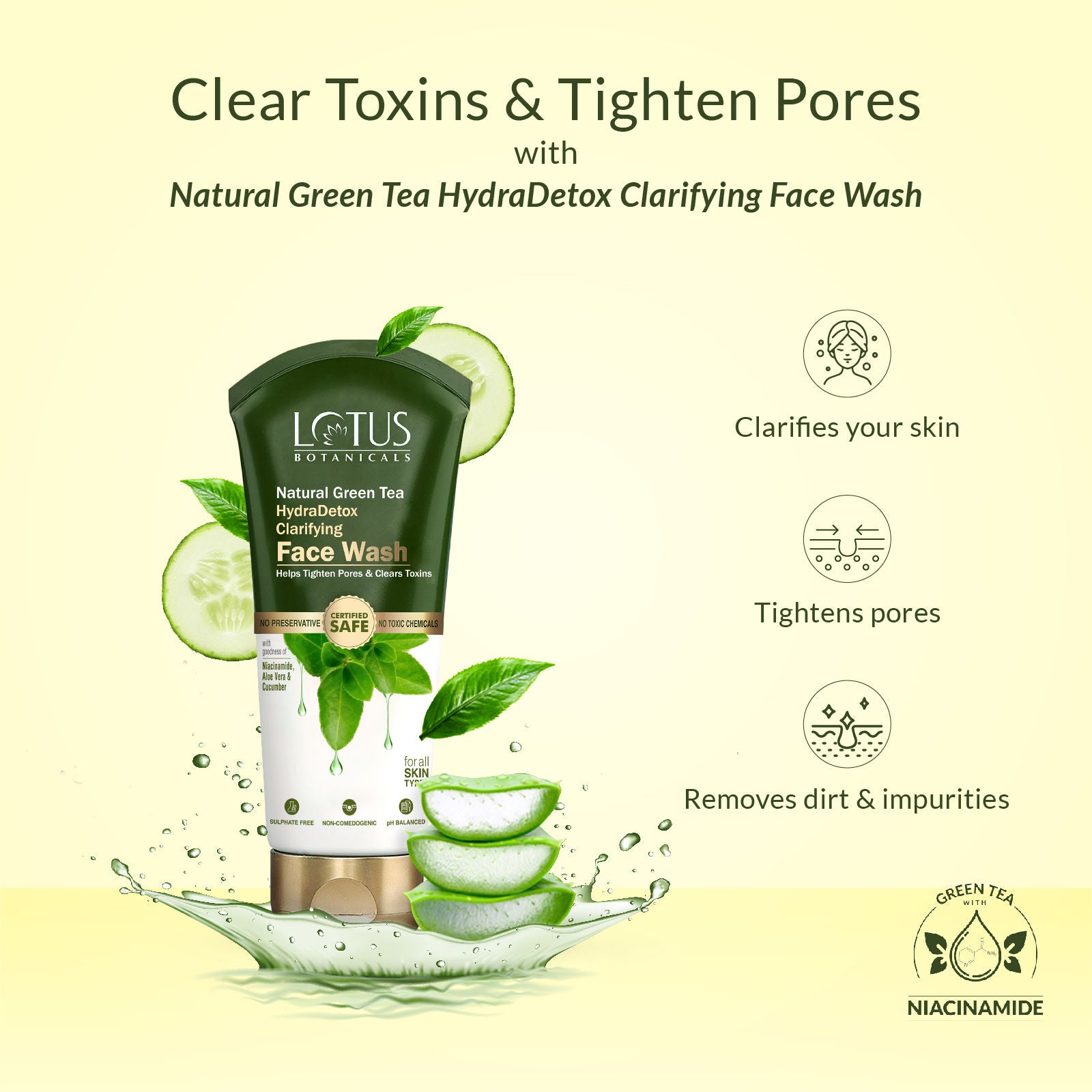 Natural Green Tea Hydradetox Clarifying Face Wash | For All Skin Types