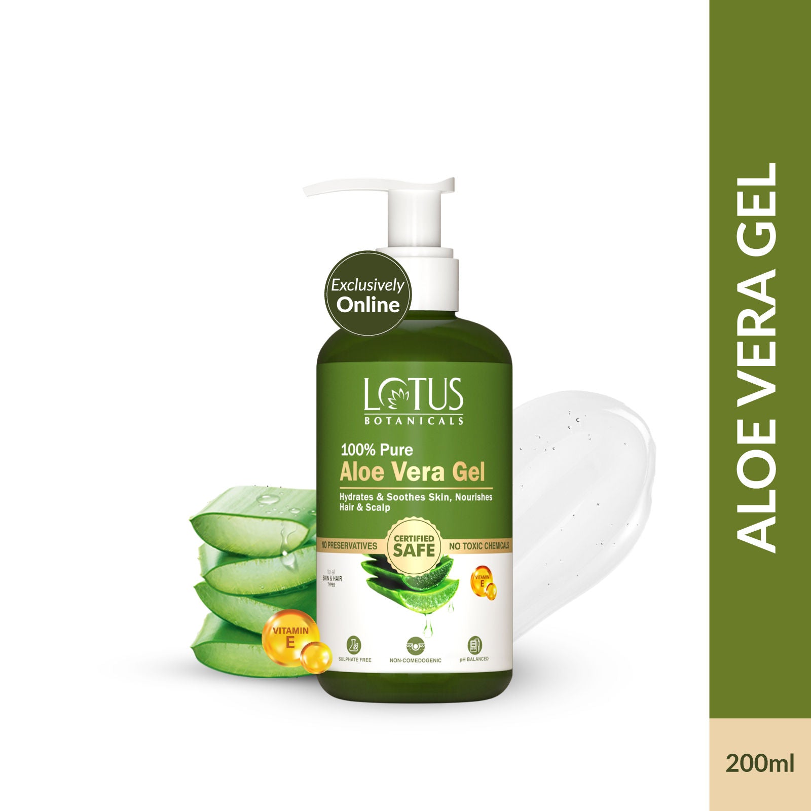 100% Pure AloeVera Gel with Vitamin E, Soothing Gel For Skin & Hair, All Skin Types