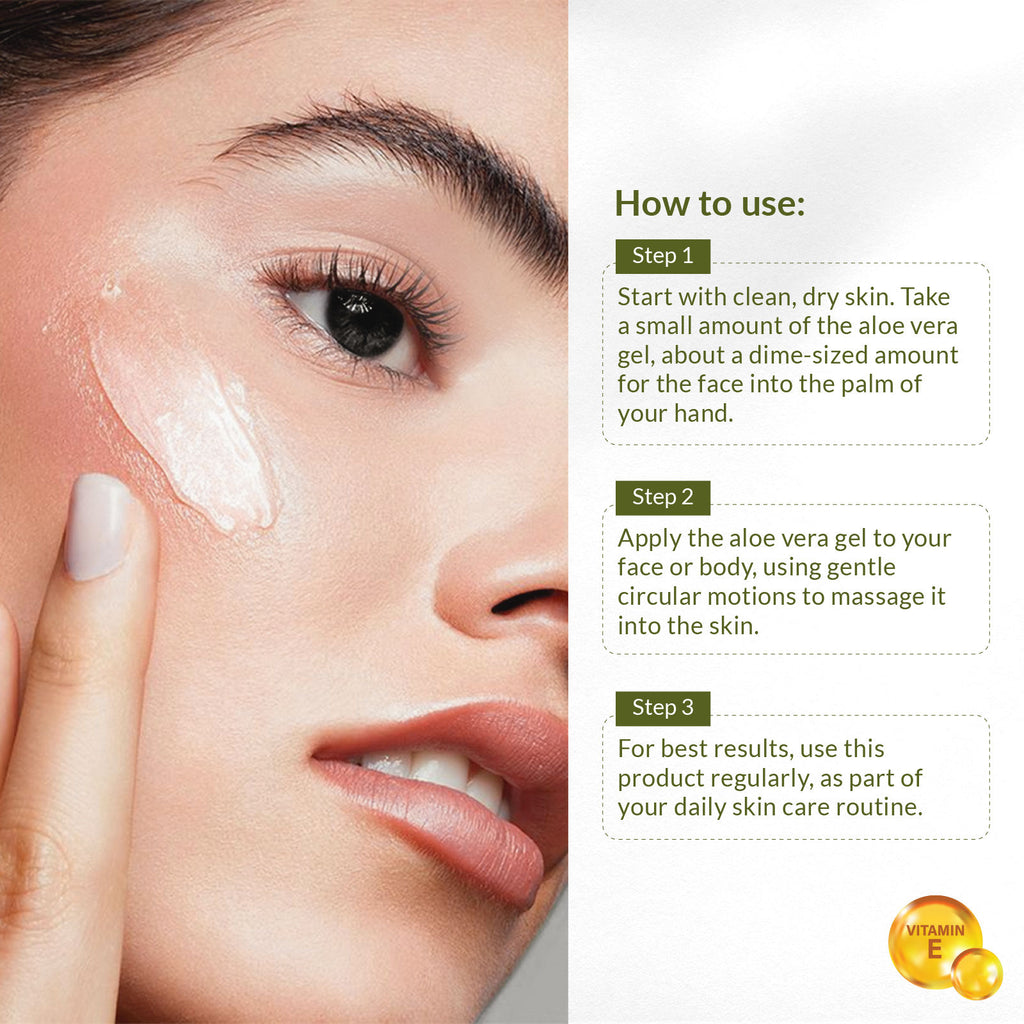 100% Pure AloeVera Gel with Vitamin E, Soothing Gel For Skin & Hair, All Skin Types