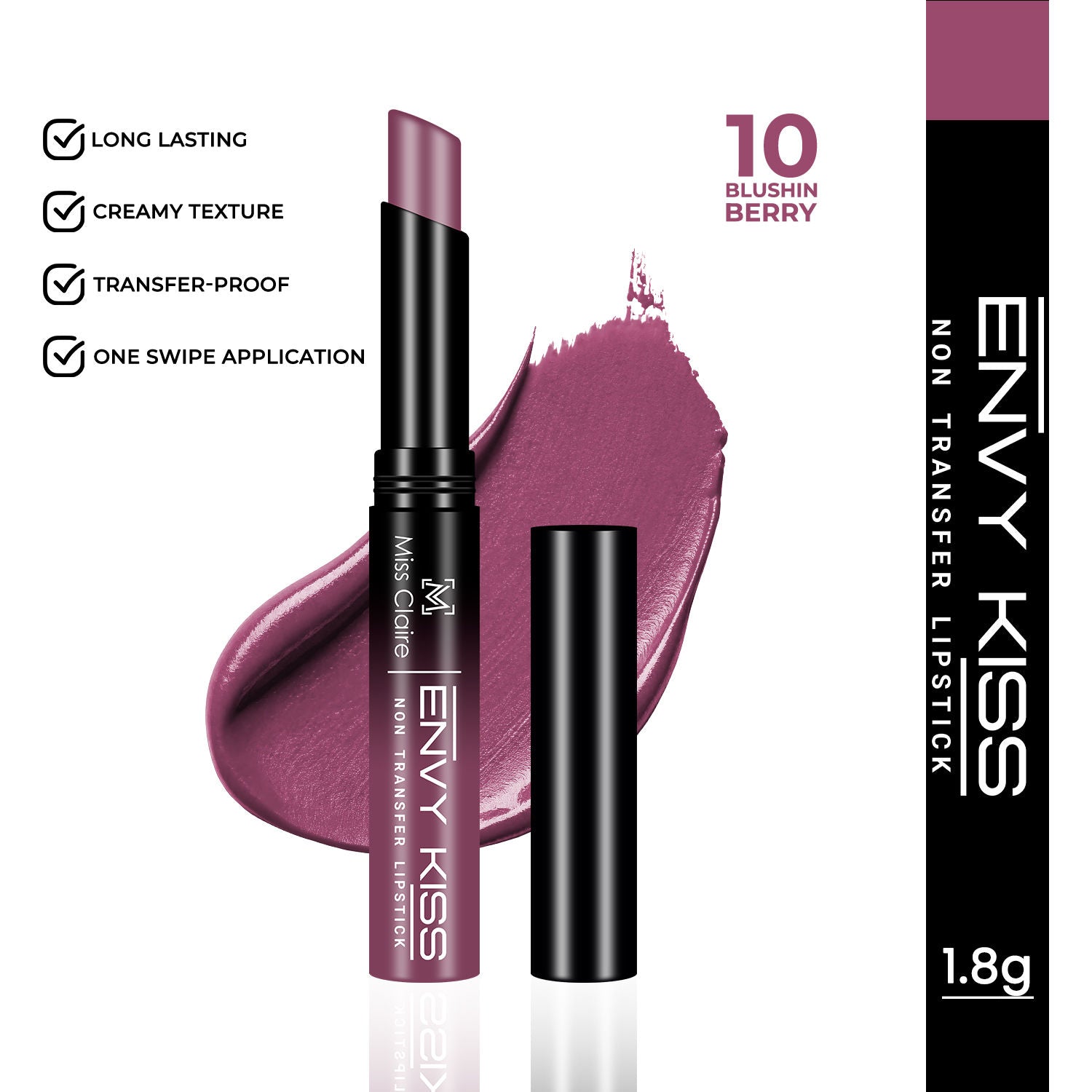Envy Kiss Non Transfer Lipstick - 10 Blushin Berry