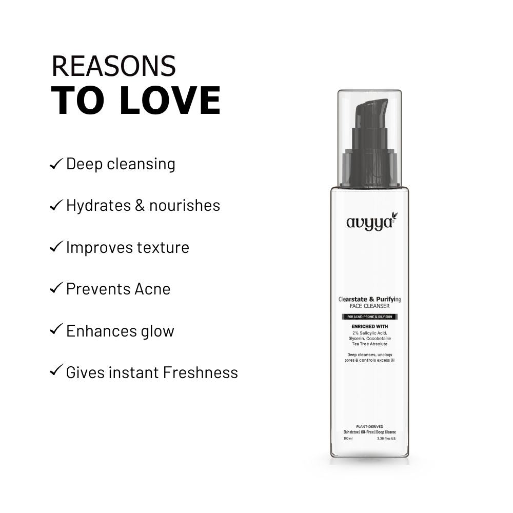 Clear State Face Cleanser with 2% Salicylic Acid, Tea Tree for Acne-Prone Oily Skin