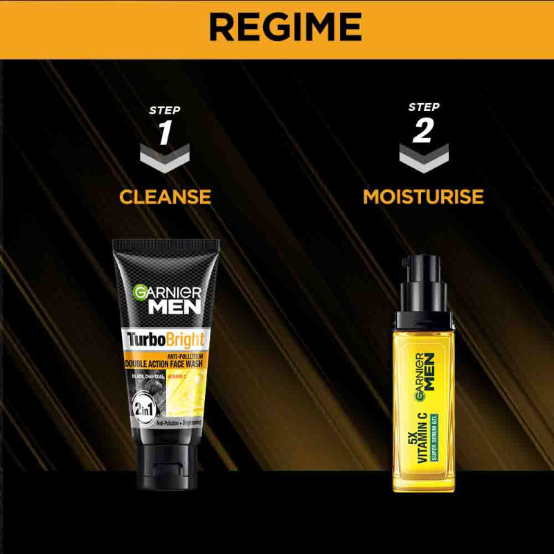 Men Turbo Bright Double Action Face Wash, Deep Cleansing Anti Pollution Face Wash