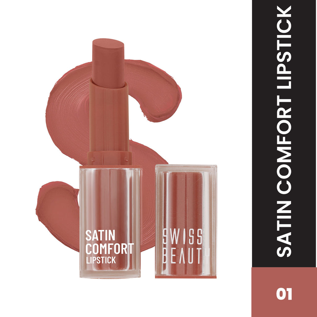 Satin Comfort Smooth Glide, Highly Pigmented , Ultra Hydrating Lipstick - 1 Barely Nude