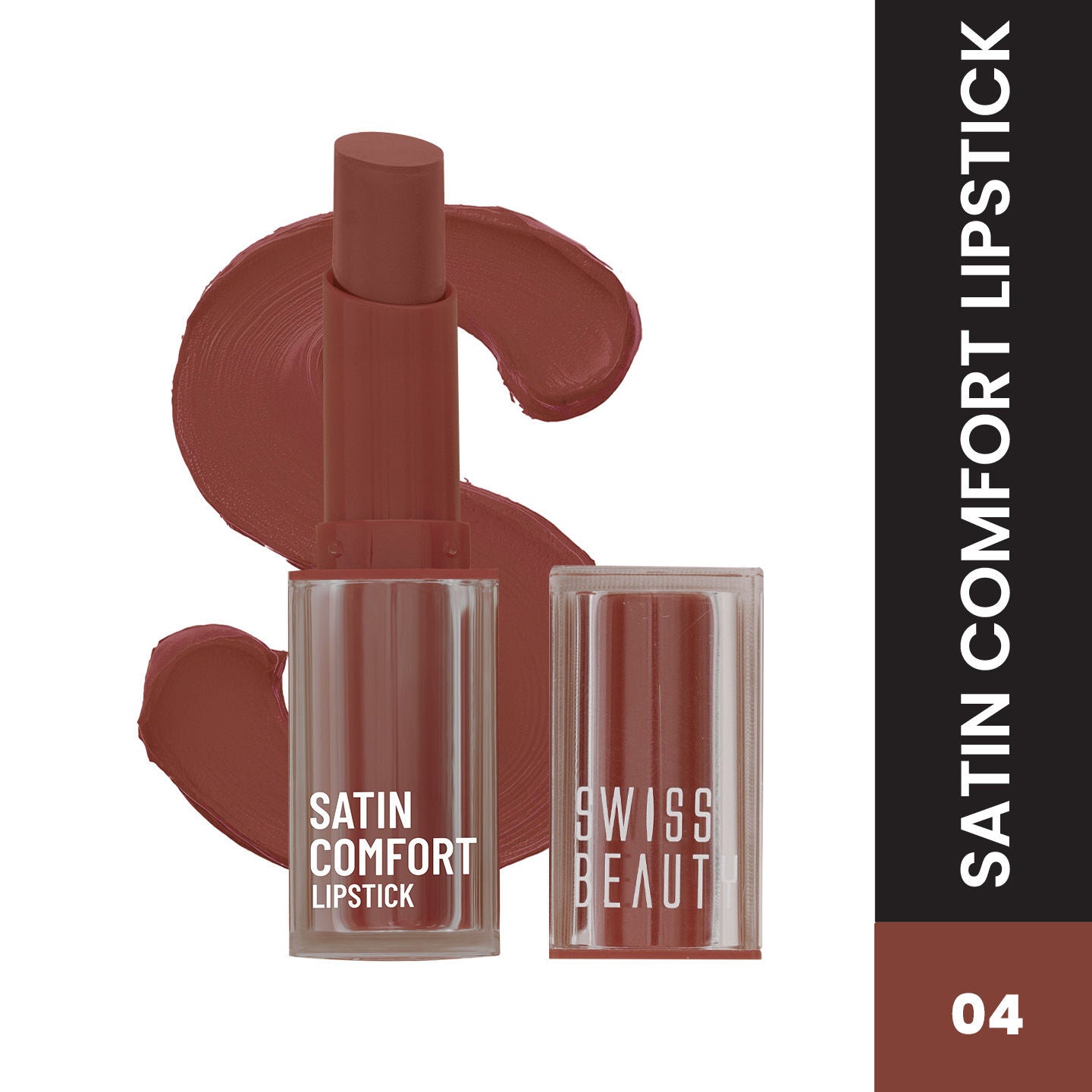 Satin Comfort Smooth Glide, Highly Pigmented , Ultra Hydrating Lipstick - 4 Toasted Brown