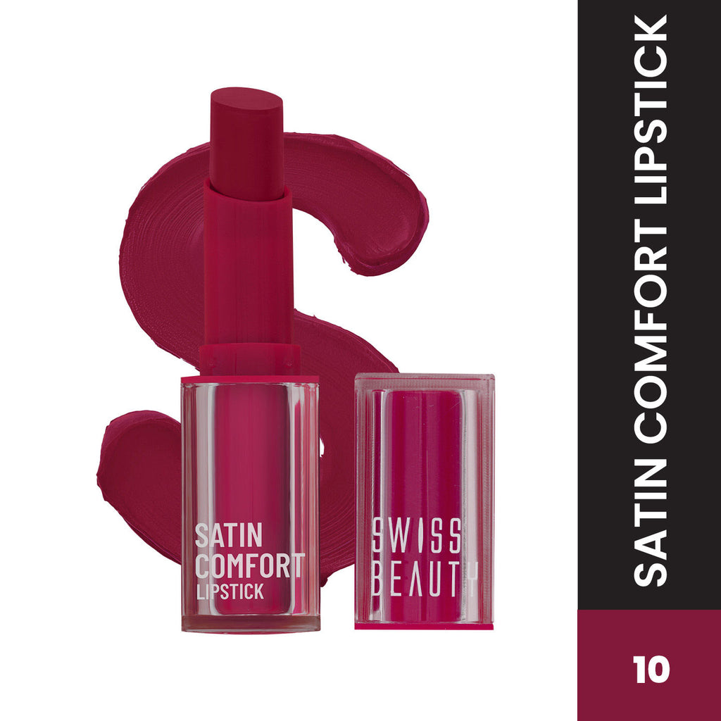 Satin Comfort Smooth Glide, Highly Pigmented , Ultra Hydrating Lipstick - 10 Wine Dine