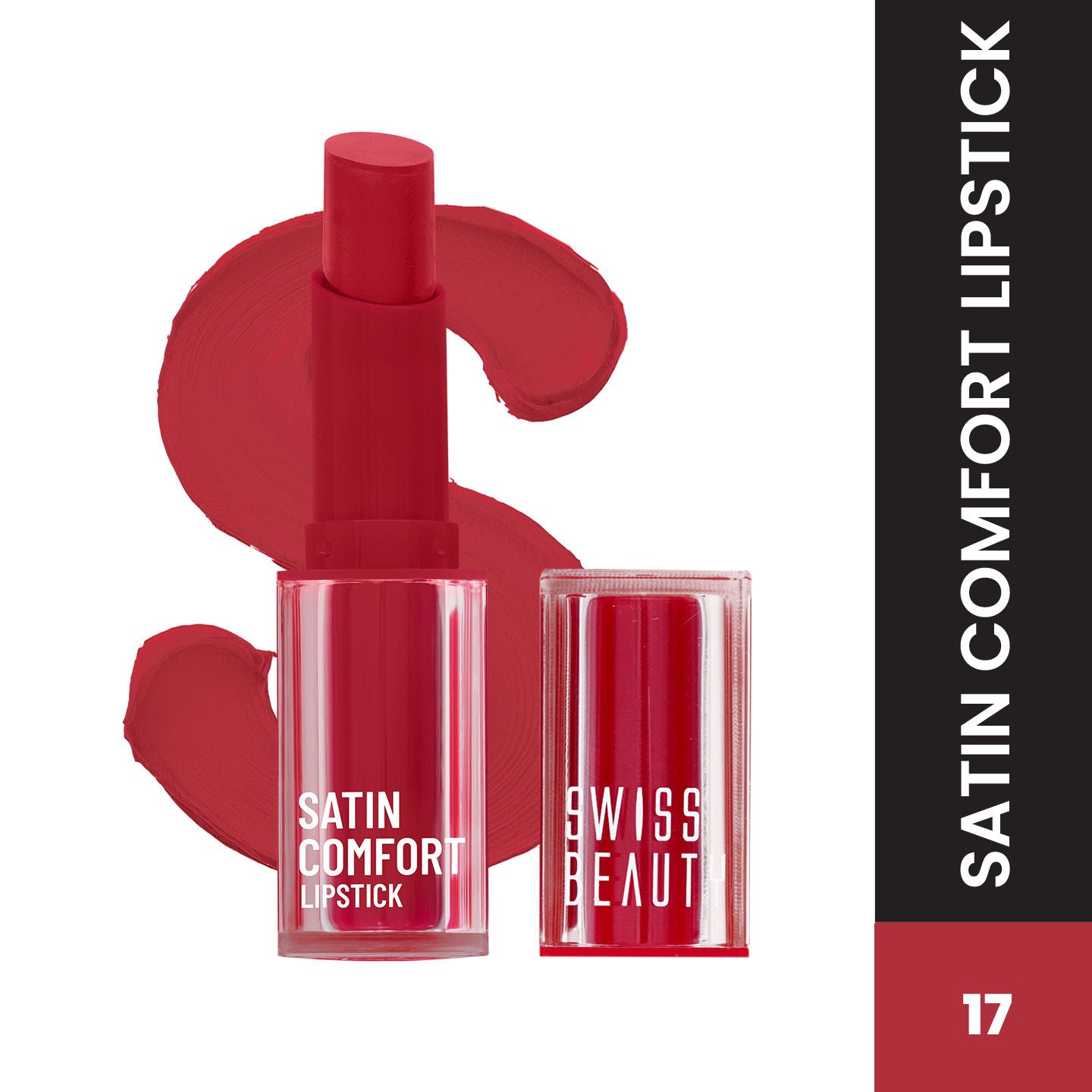 Satin Comfort Smooth Glide, Highly Pigmented , Ultra Hydrating Lipstick - 17 Red Dahlia
