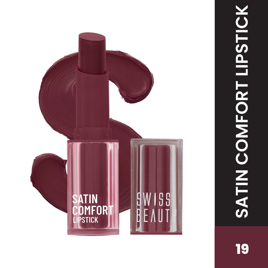 Satin Comfort Smooth Glide, Highly Pigmented , Ultra Hydrating Lipstick - 19 Burnt Maroon
