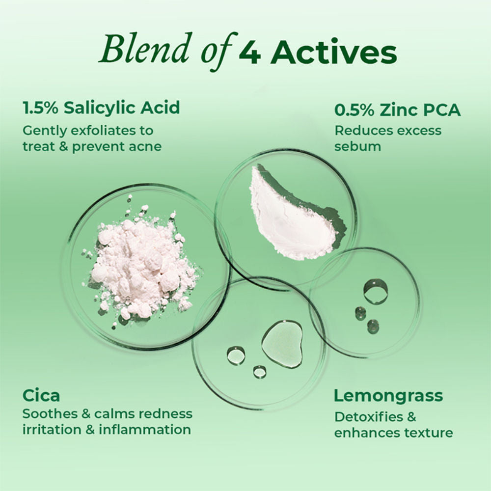 Salicylic Acid Acne Face Wash With Zinc & Cica - Treats Acne & Reduces Excess Oil