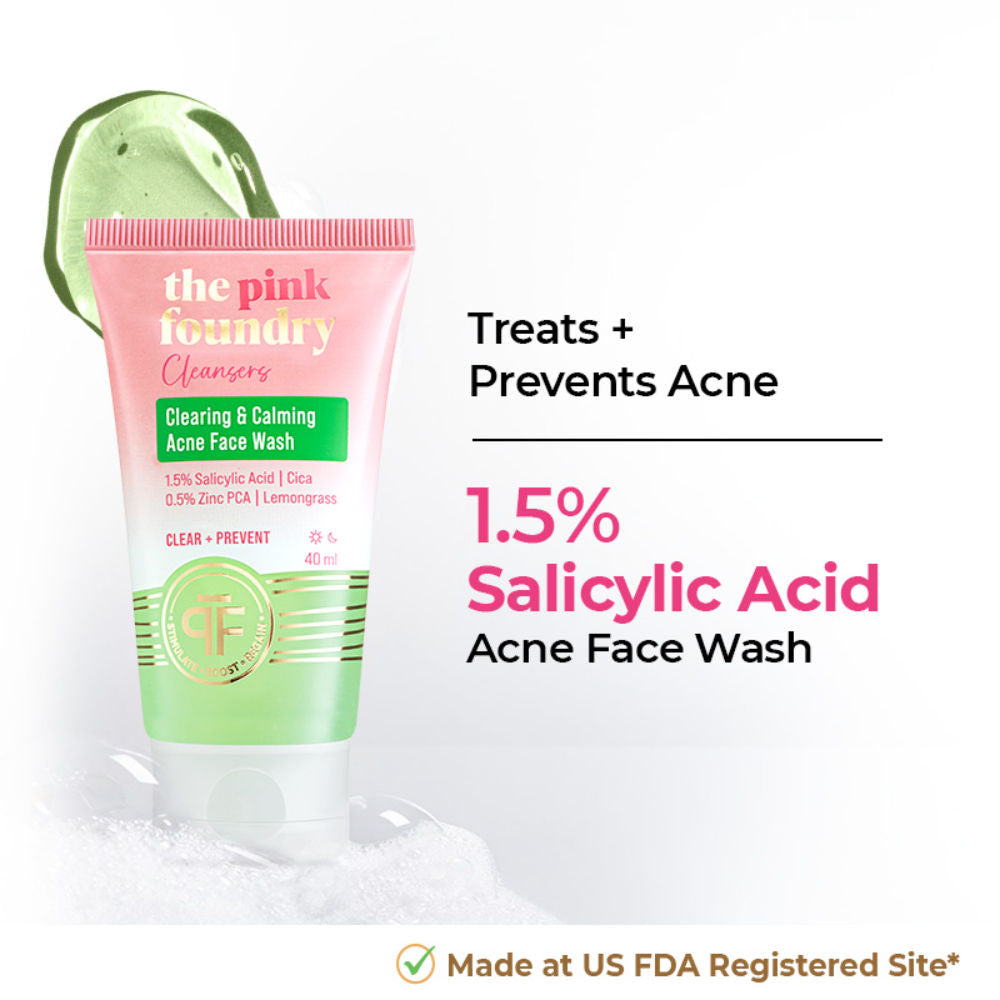 Salicylic Acid Acne Face Wash With Zinc & Cica - Treats Acne & Reduces Excess Oil - 40ml