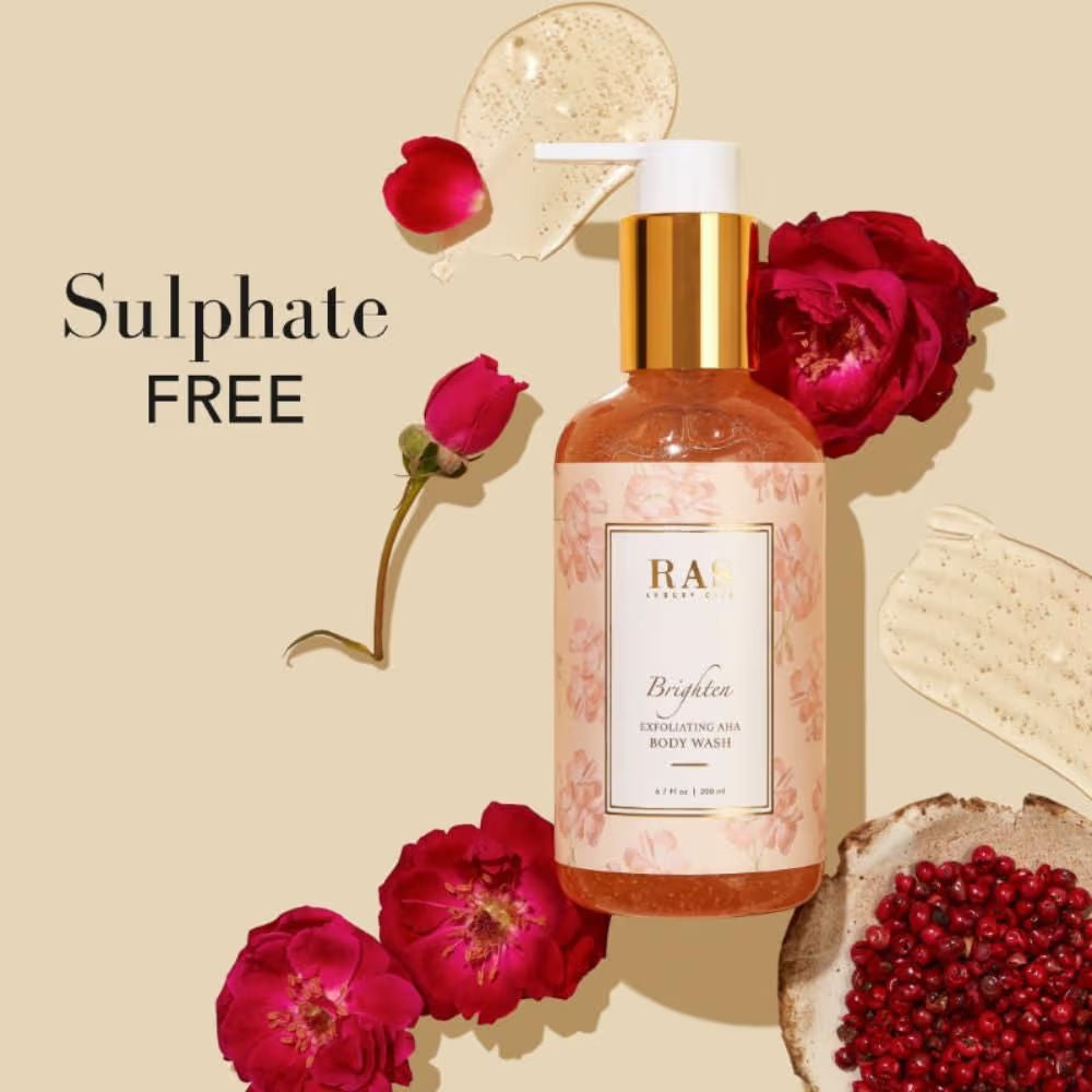 Brighten Exfoliating Aha Body Wash With Himalyan Rose & Pink Pepper - Sulphate Free