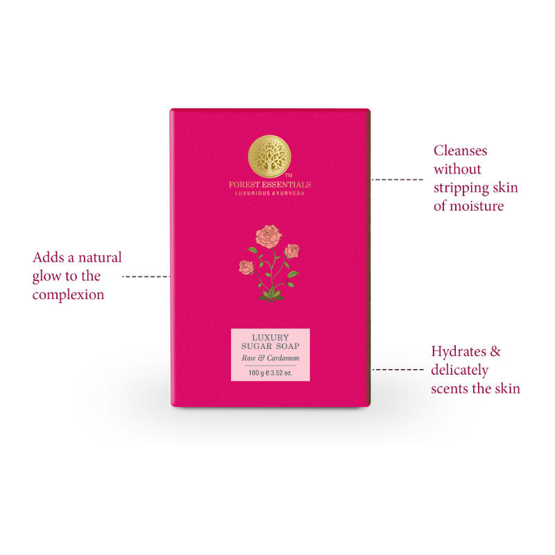 Luxury Sugar Soap Rose & Cardamom - Ayurvedic Handmade Natural Bath Soap