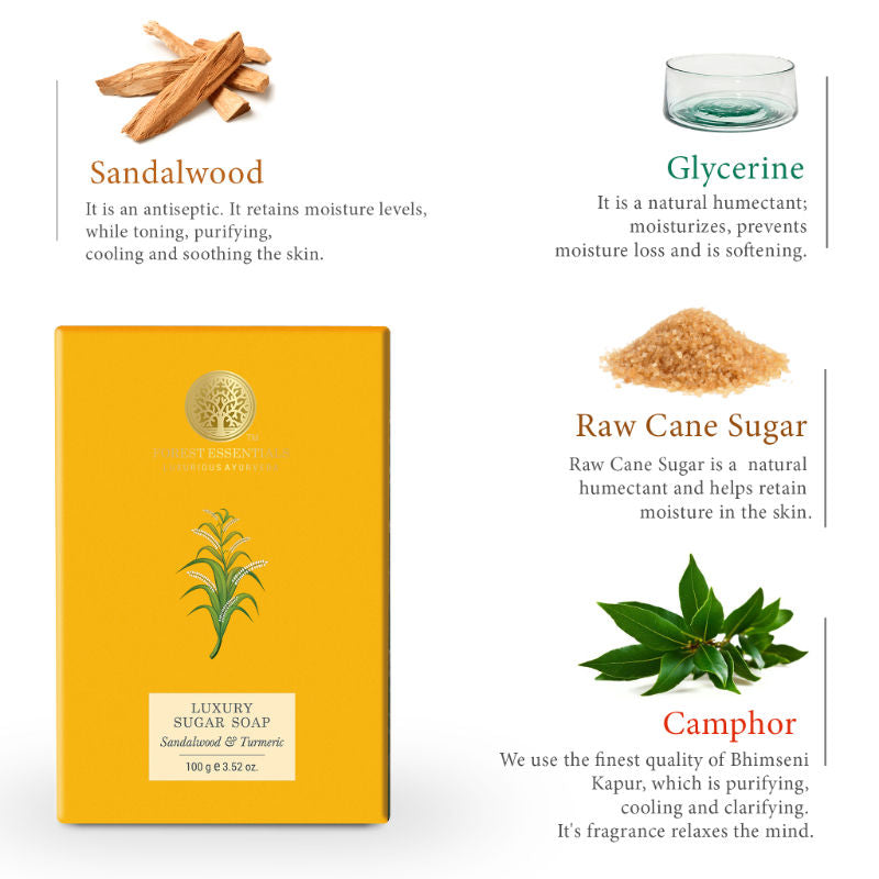 Luxury Sugar Soap Sandalwood Turmeric - Ayurvedic Handmade Bath Soap